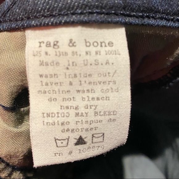 Rag & Bone Olive Harrow Dark Indigo Blue Skinny Jeans Size 26 - Picture 8 of 8